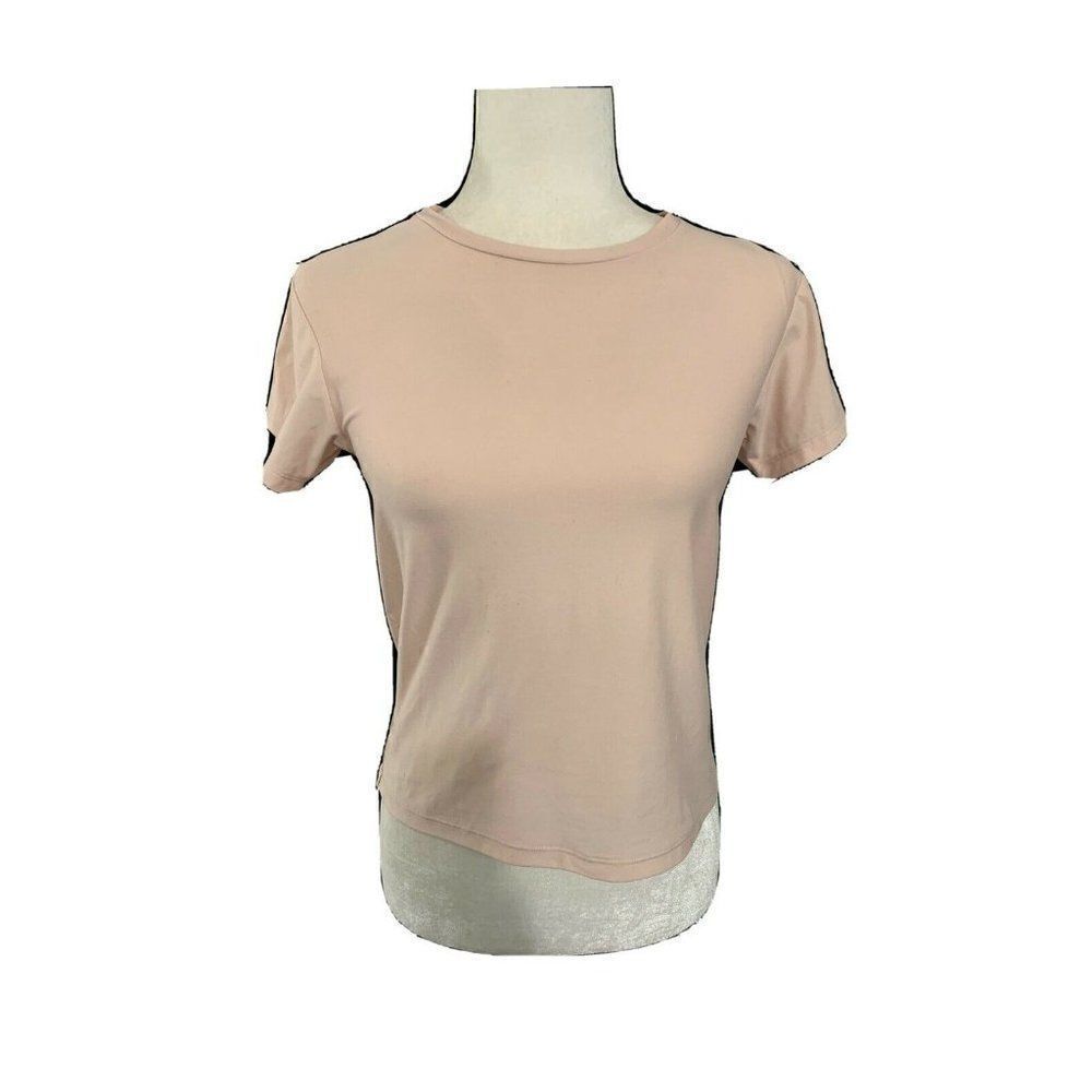 we me womens solid baby pink Crew Neck short sleeve top t shirt Xs